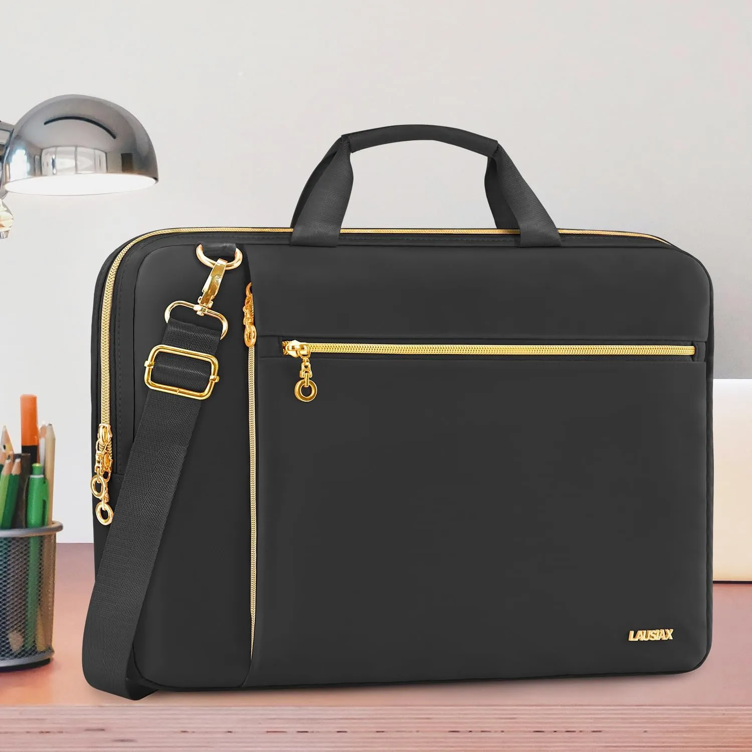 Laptop Bag Case 15.6 16 inch for Women Men Laptop Sleeve Briefcase Compatible with Dell XPS Inspiron, HP Envy Pavilion, ASUS VivoBook, Acer, Surface, Messenger Shoulder Bag with Handle, Black