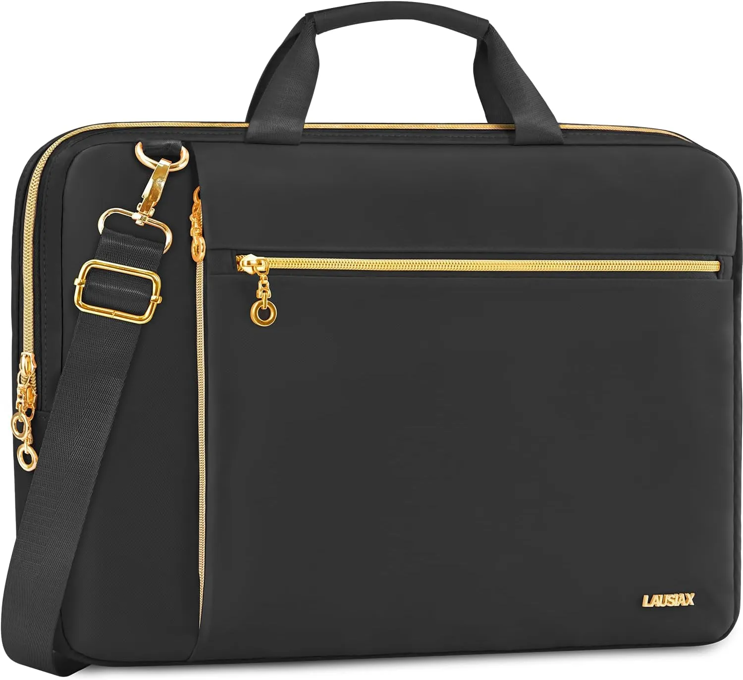 Laptop Bag Case 15.6 16 inch for Women Men Laptop Sleeve Briefcase Compatible with Dell XPS Inspiron, HP Envy Pavilion, ASUS VivoBook, Acer, Surface, Messenger Shoulder Bag with Handle, Black