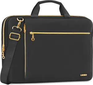 Laptop Bag Case 15.6 16 inch for Women Men Laptop Sleeve Briefcase Compatible with Dell XPS Inspiron, HP Envy Pavilion, ASUS VivoBook, Acer, Surface, Messenger Shoulder Bag with Handle, Black