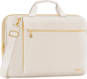 Laptop Case Bag Women Men Computer Sleeve Compatible with MacBook/Dell/HP/Acer/ASUS/LG, Waterproof Shoulder Carrying Briefcase, Beige, 17-17.3 Inch
