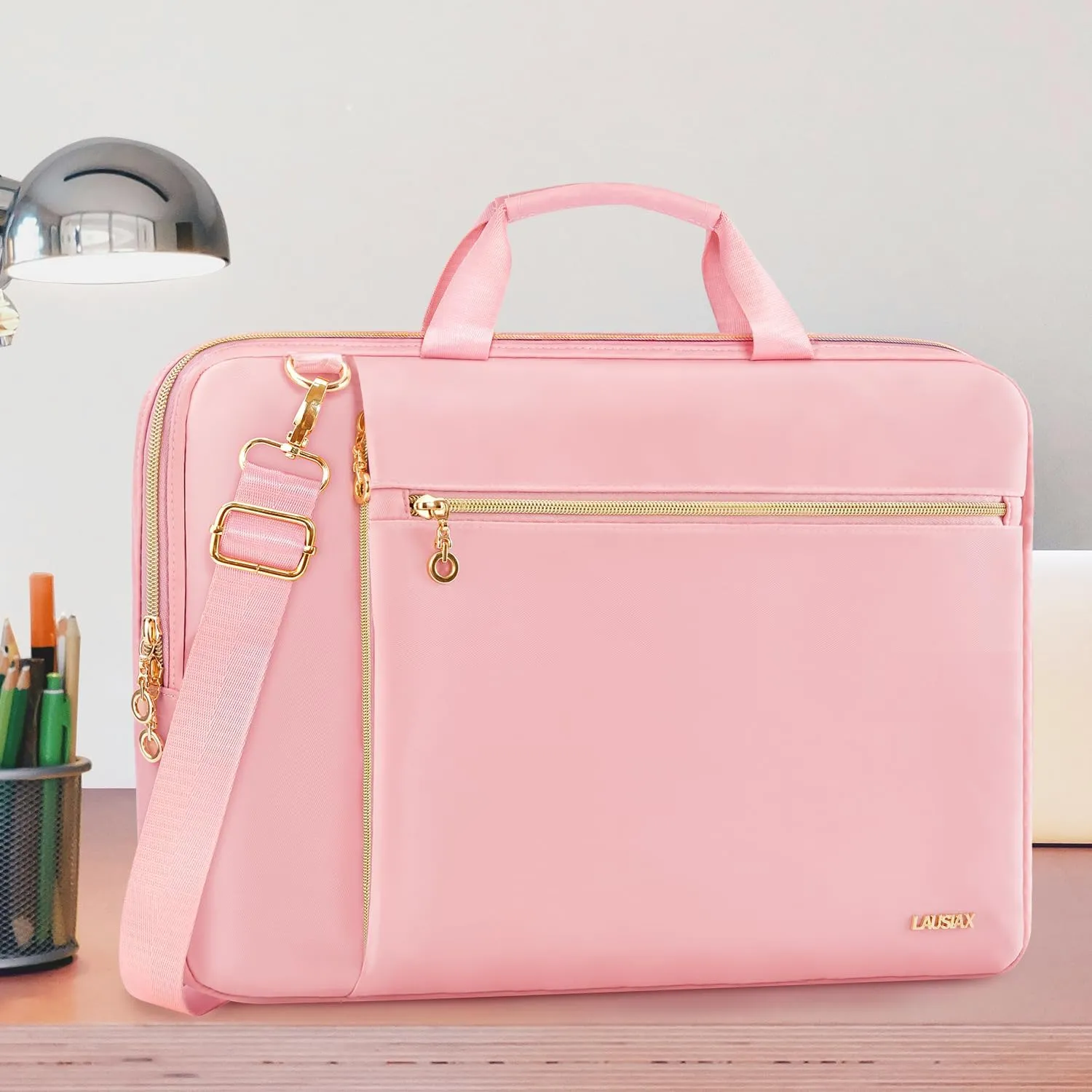 Laptop Case Bag Women Men Computer Sleeve Compatible with MacBook/Dell/HP/Acer/ASUS/LG, Waterproof Shoulder Carrying Briefcase, Pink, 17-17.3 Inch