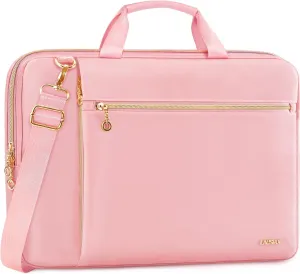 Laptop Case Bag Women Men Computer Sleeve Compatible with MacBook/Dell/HP/Acer/ASUS/LG, Waterproof Shoulder Carrying Briefcase, Pink, 17-17.3 Inch