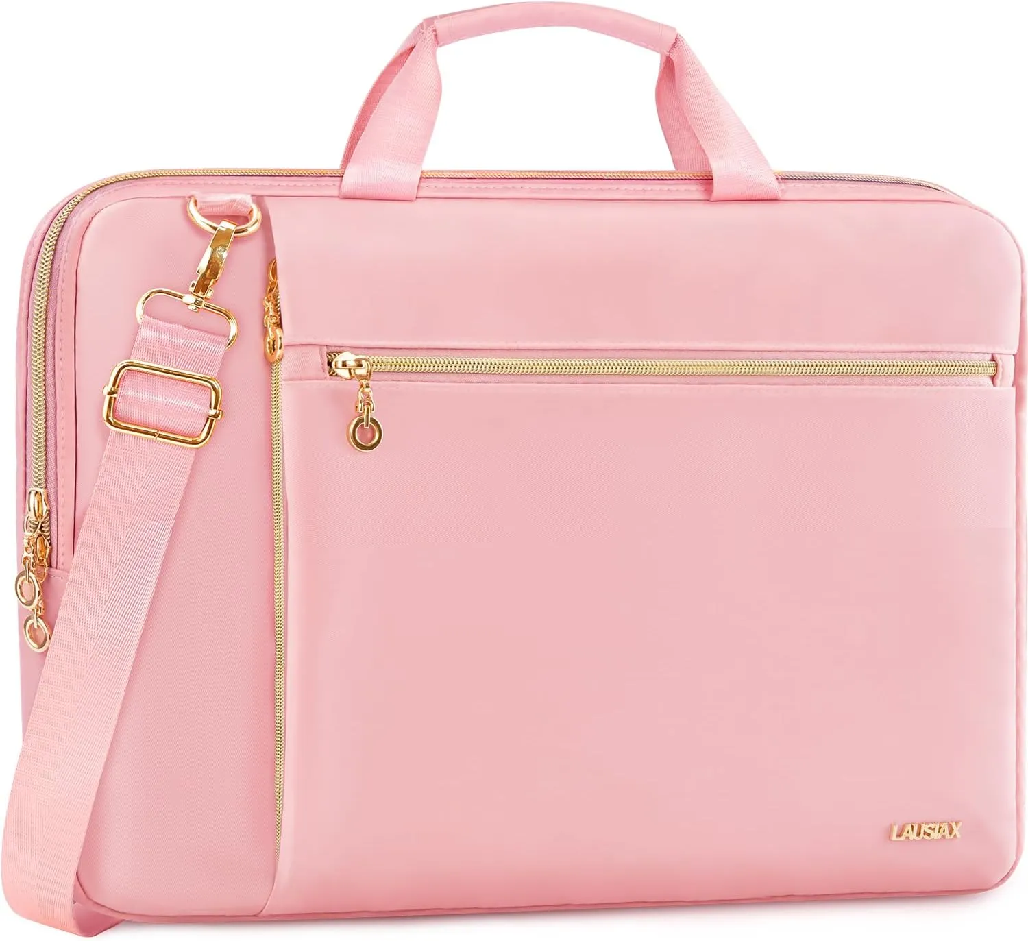 Laptop Case Bag Women Men Computer Sleeve Compatible with MacBook/Dell/HP/Acer/ASUS/LG, Waterproof Shoulder Carrying Briefcase, Pink, 17-17.3 Inch