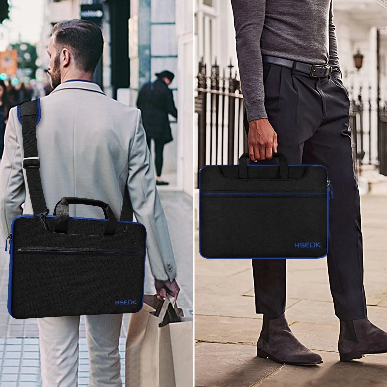 Laptop Shoulder Bag 13 13.3 14 Inch Case Compatible with MacBook Pro 14 2025-2021 M4/M3/M2/M1, Mac Air/pro 13-13.3 Inch and Most Popular 13-14 Notebooks,Spill-Resistant Briefcase, Black & Blue