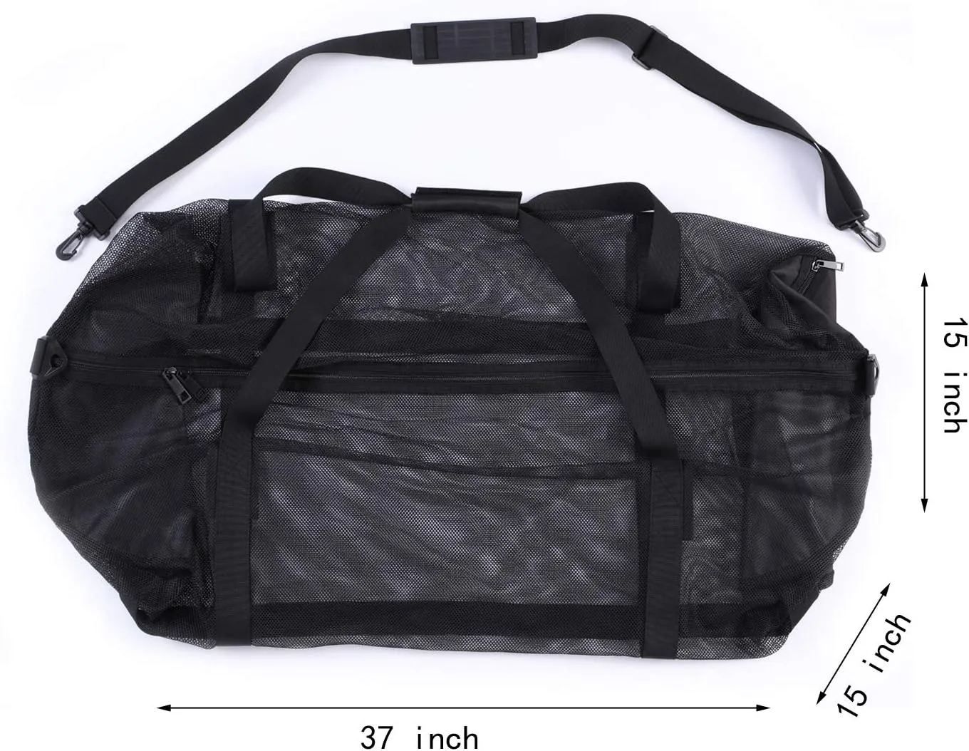 Large Beach Bag with Zipper Lightweight Beach Toy Bag Mesh Bag for Swimming Pool Sand Toys