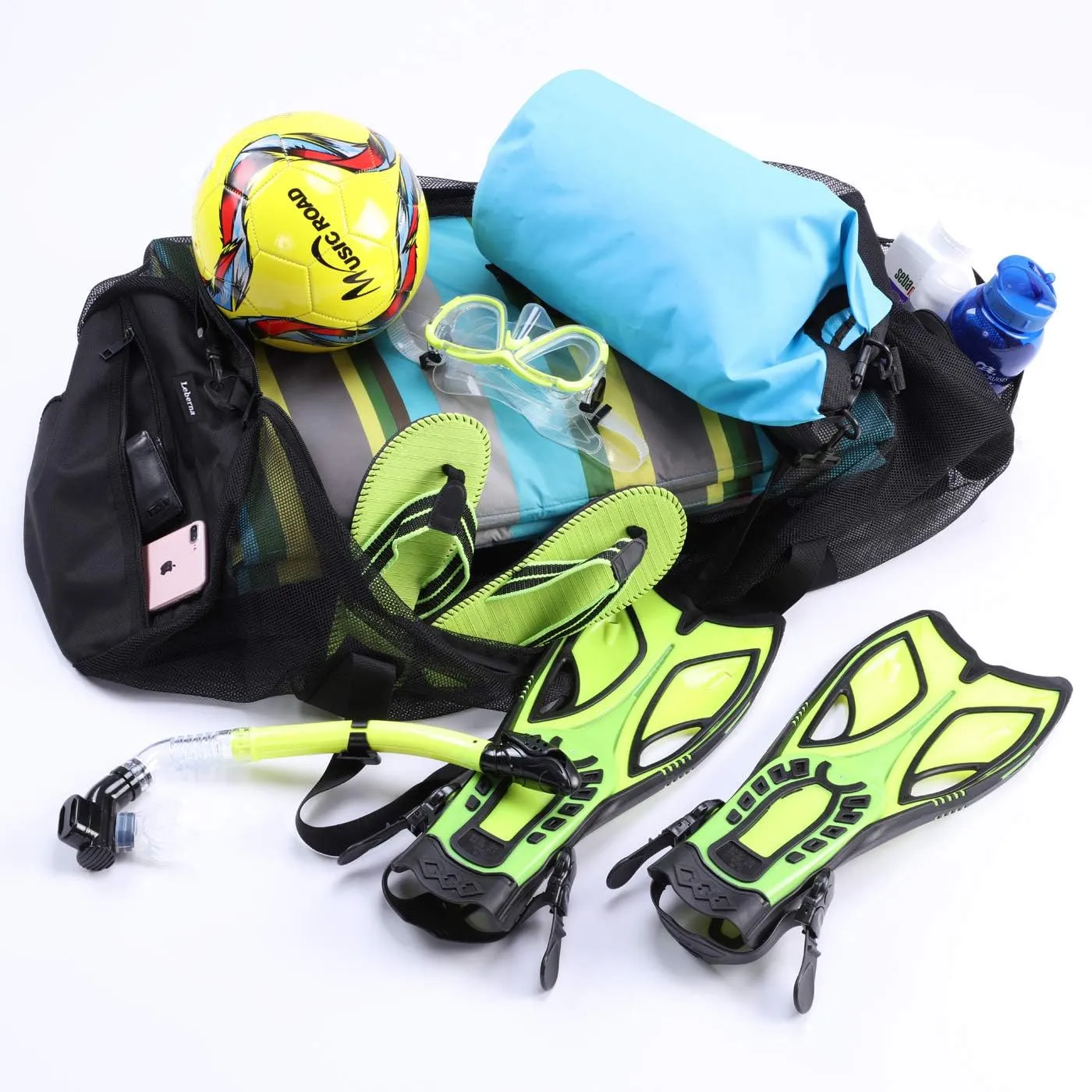 Large Beach Bag with Zipper Lightweight Beach Toy Bag Mesh Bag for Swimming Pool Sand Toys
