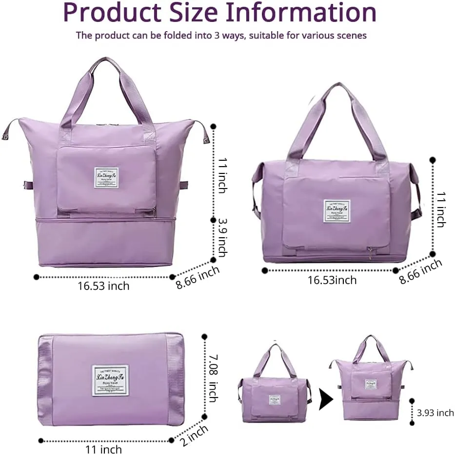 Large Capacity Foldable Travel Bag, Expandable Waterproof Carry on Bag, Dry and Wet Separation Spor Duffel Bags