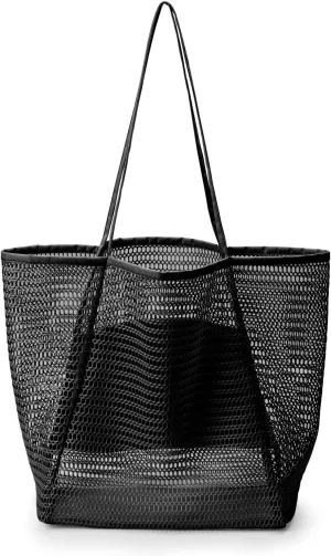 Large Capacity Mesh Beach Tote Bag,Women Casual Shoulder Handbag