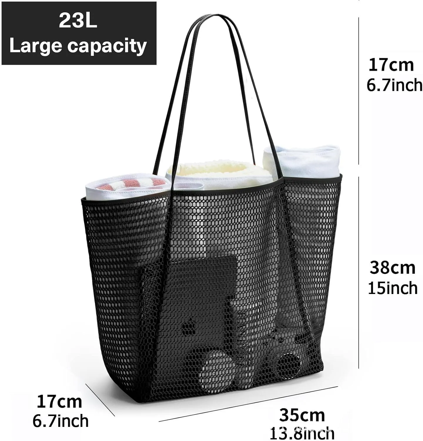 Large Capacity Mesh Beach Tote Bag,Women Casual Shoulder Handbag