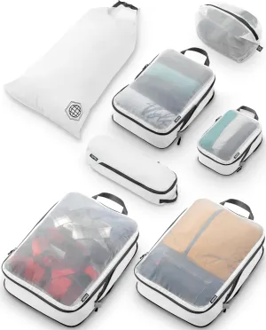 Large Packing Cube Set with See Through Mesh- Compression Packing Cubes Travel Organizers by TRIPPED Travel Gear