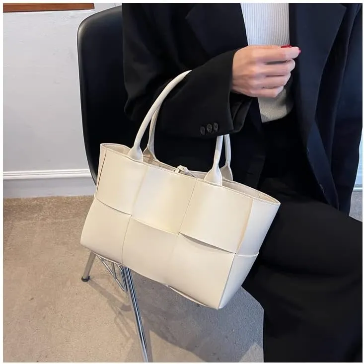 Large PU Leather Tote Bag for Women, Fashion Shoulder Bag Multiple Pockets Bags for Work Daily Travel Tote Handbag