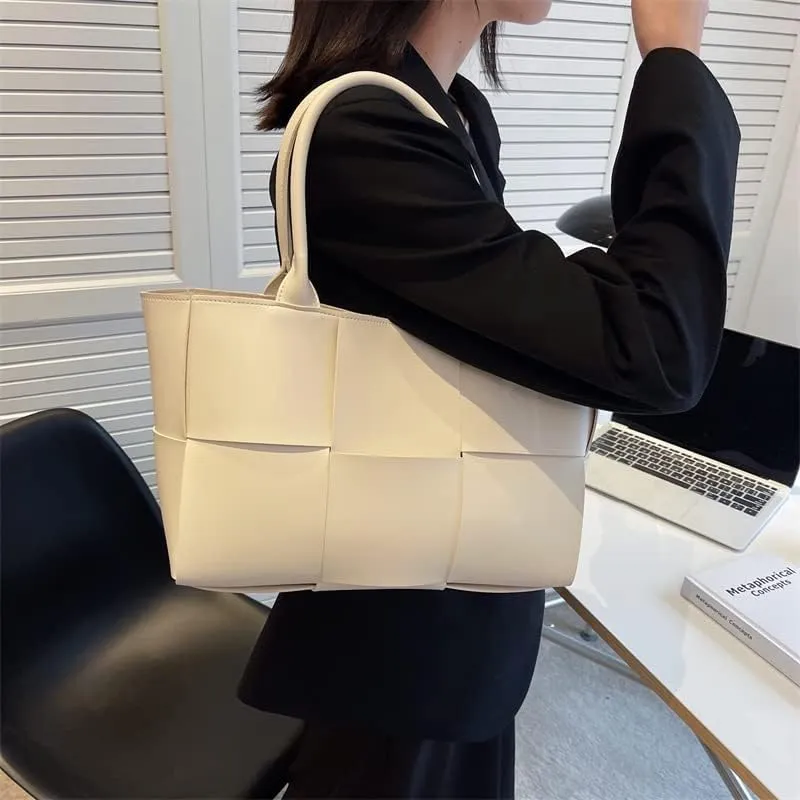 Large PU Leather Tote Bag for Women, Fashion Shoulder Bag Multiple Pockets Bags for Work Daily Travel Tote Handbag