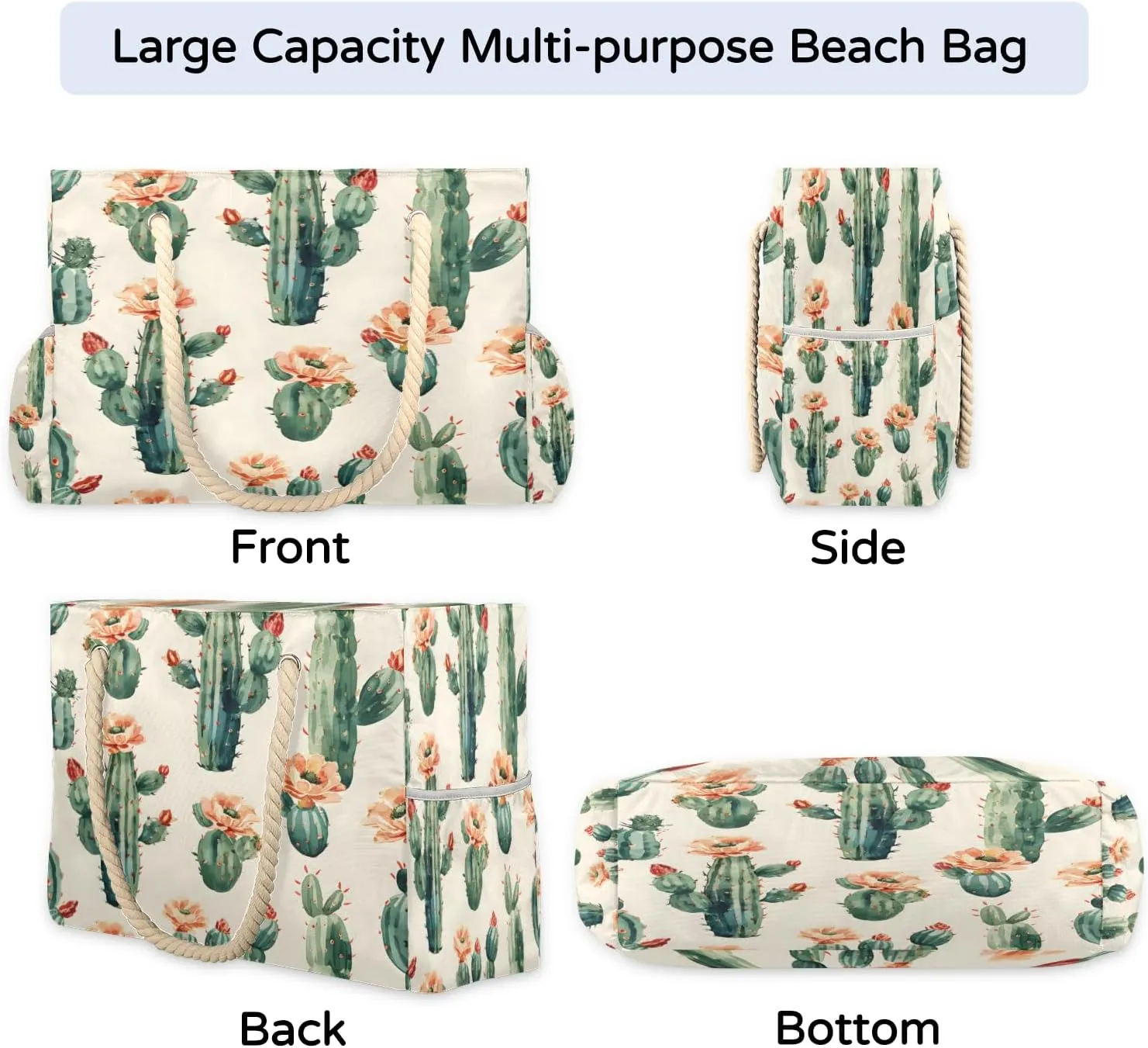 Large Tote Beach Bags for Women with Zipper Waterproof Sandproof Swim Pool Grocery Gym Travel Bag