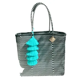 Large Tote - Black   White Checkers