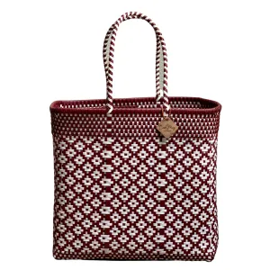 Large Tote - Maroon   White