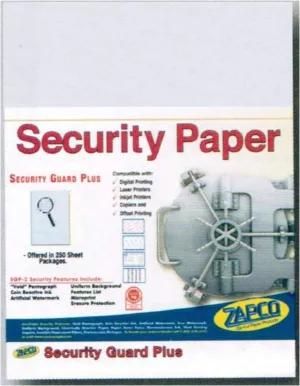 Laser Print Non-Prescription Security Paper (SGP-25), with Hidden "Void" Pantograph, Bond Off-White 24-lb, 8.5" x 14", Four Packs (500 Sets Per Pack) - 2,000 Sheets