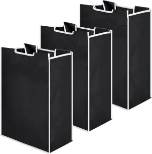 Laundry Sorter Replacement Bags Hamper Cart Removable Replacement Laundry Storage Organizer Bag Hamper Liner, No Hooks 14.76 x 8.66 x 21.65 Inch(Black,3 Pcs)