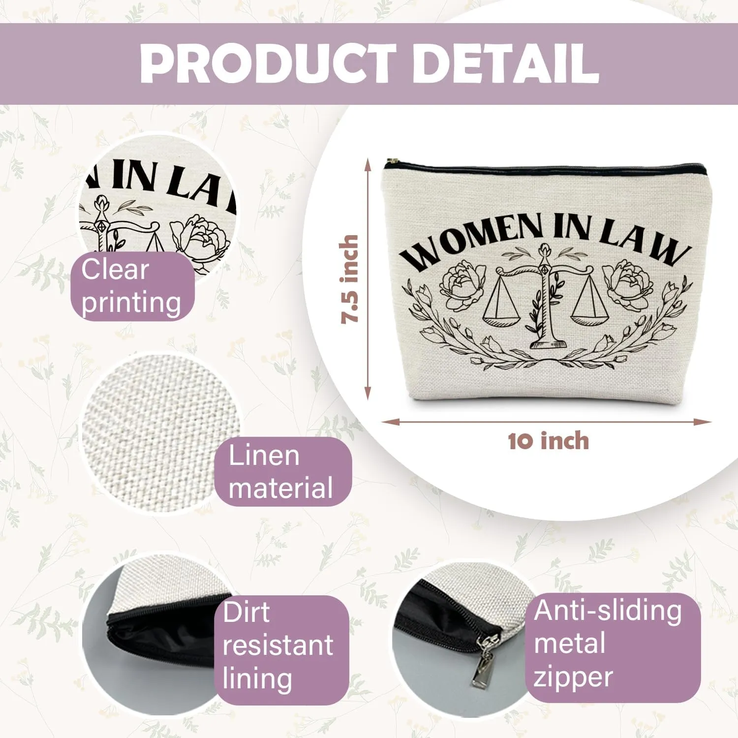 Lawyer Gifts for Women, Lawyer Makeup Bag, Law School Graduation Gifts, Women in Law Cosmetic Bags Makeup Pouch