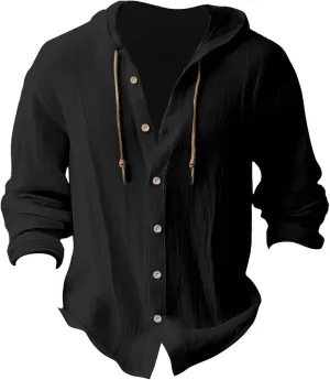 LCMTWX Men's Regular-Fit Long-Sleeve Casual Shirt and Linen Hooded Shirt T Shirts for Man Short Sleeve Button Down Men