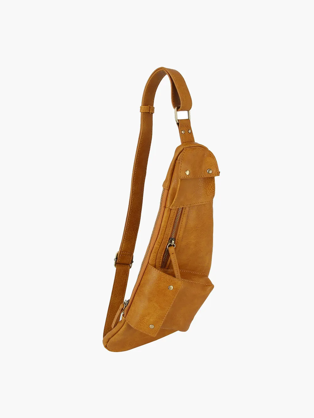 Leather Sling Bag Women Men Crossbody Daypack