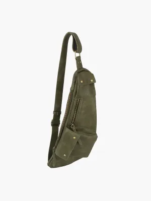 Leather Sling Bag Women Men Crossbody Daypack