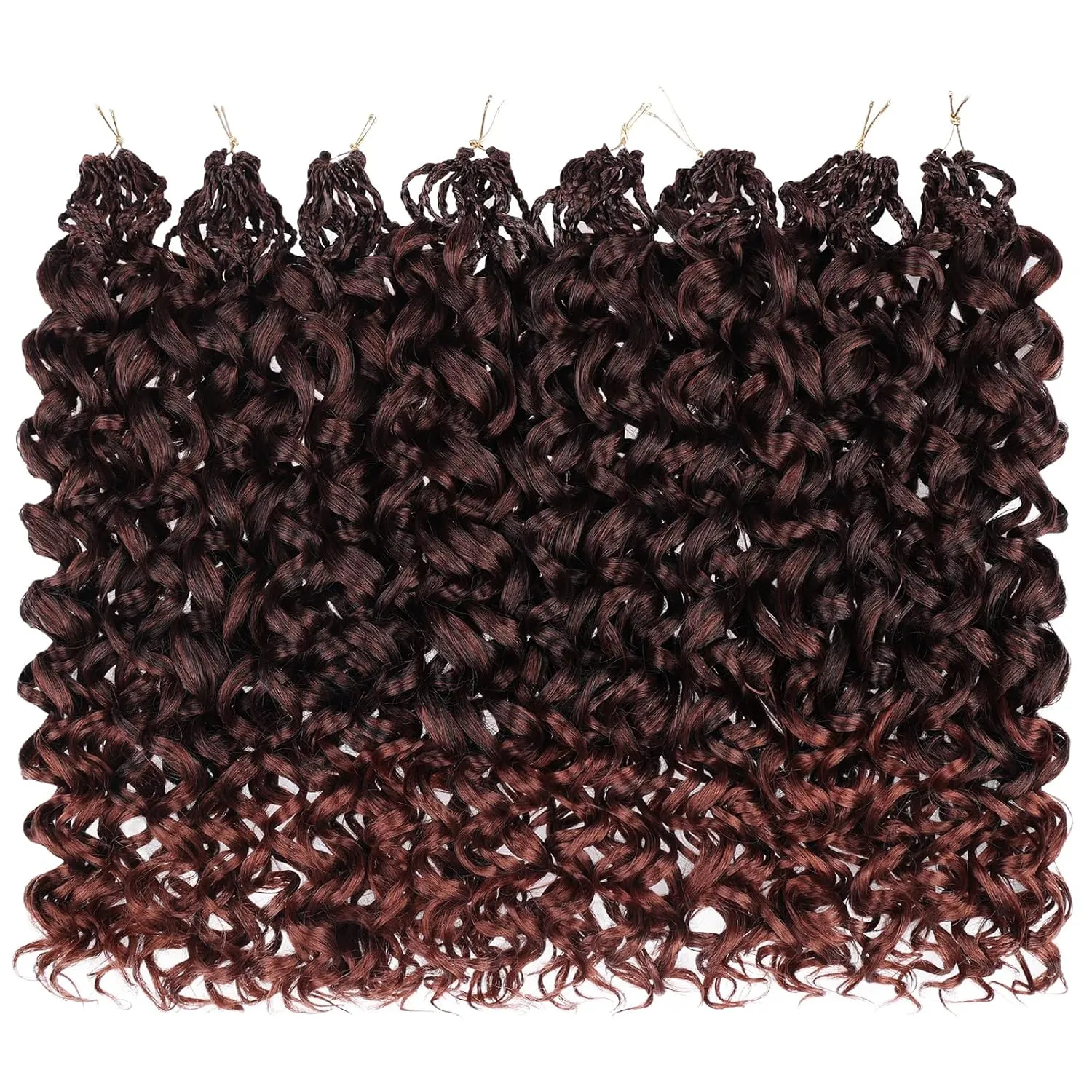 Leeven 8 Packs Gogo Curl Crochet Hair 10 Inch Ombre Ginger Ocean Wave Crochet Hair Copper Red Pre Looped Curly Goddess Box Braids Synthetic Beach Curl Braiding Hair for Women