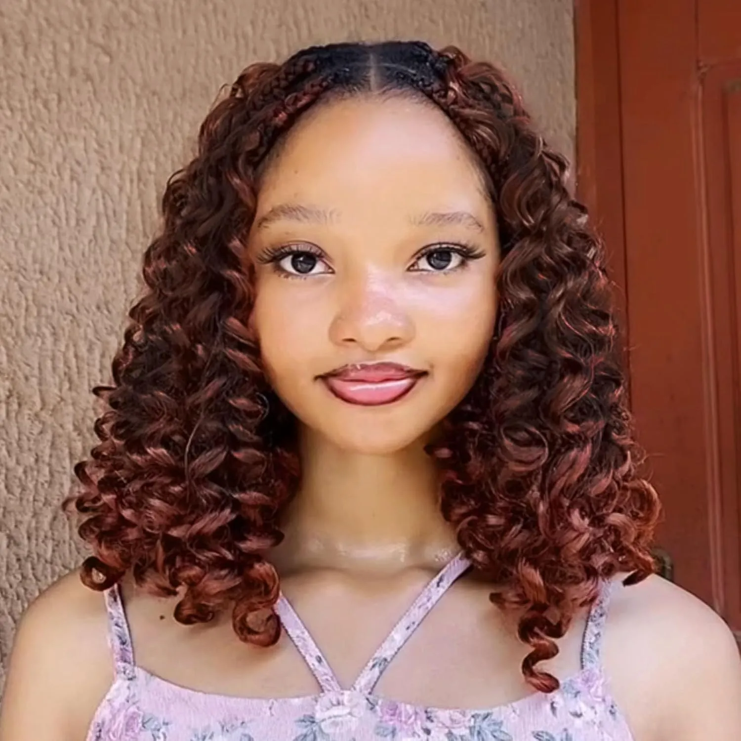 Leeven 8 Packs Gogo Curl Crochet Hair 10 Inch Ombre Ginger Ocean Wave Crochet Hair Copper Red Pre Looped Curly Goddess Box Braids Synthetic Beach Curl Braiding Hair for Women