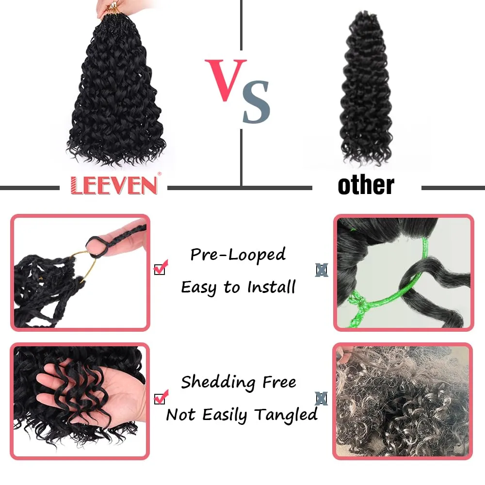 Leeven 8 Packs Gogo Curl Crochet Hair 10 Inch Ombre Ginger Ocean Wave Crochet Hair Copper Red Pre Looped Curly Goddess Box Braids Synthetic Beach Curl Braiding Hair for Women