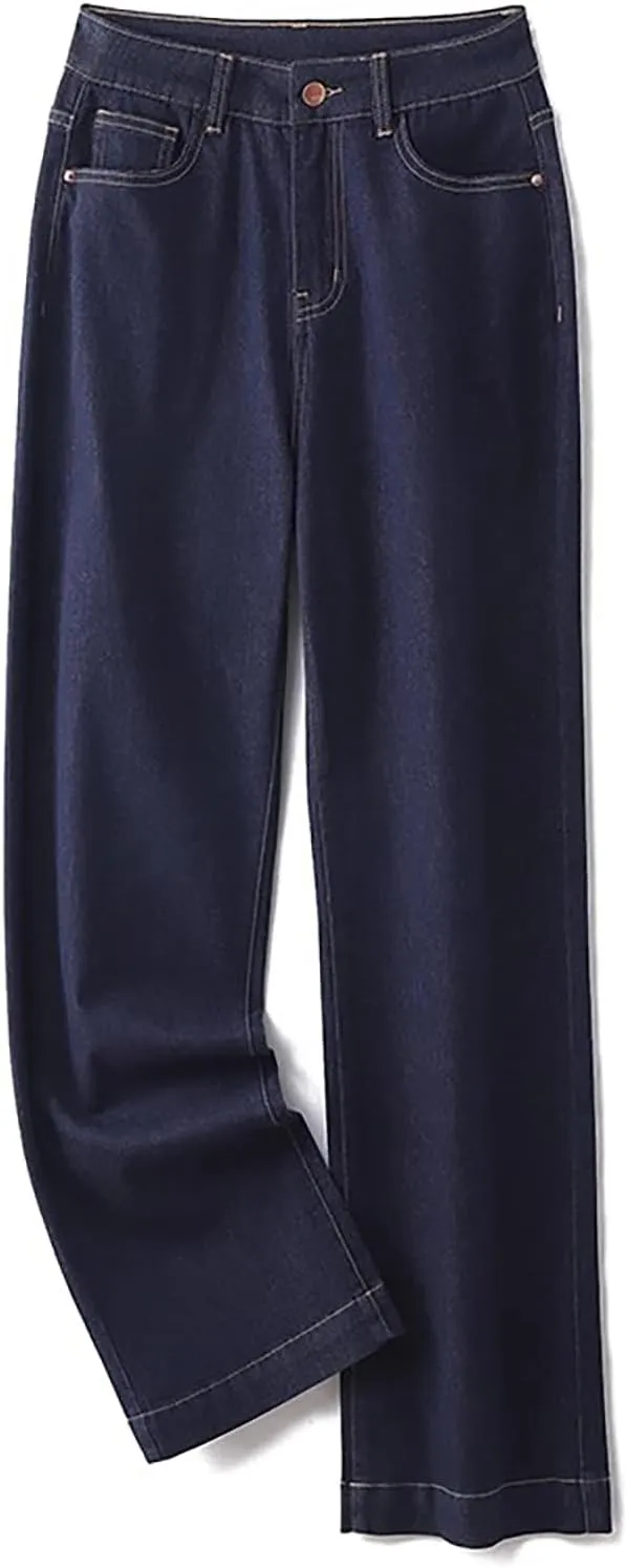LEIJIJEANS Plus Size Baggy Jeans for Women Wide Leg Women Jeans Full Length Mom High Waist Tall Loose Wide Leg Pants