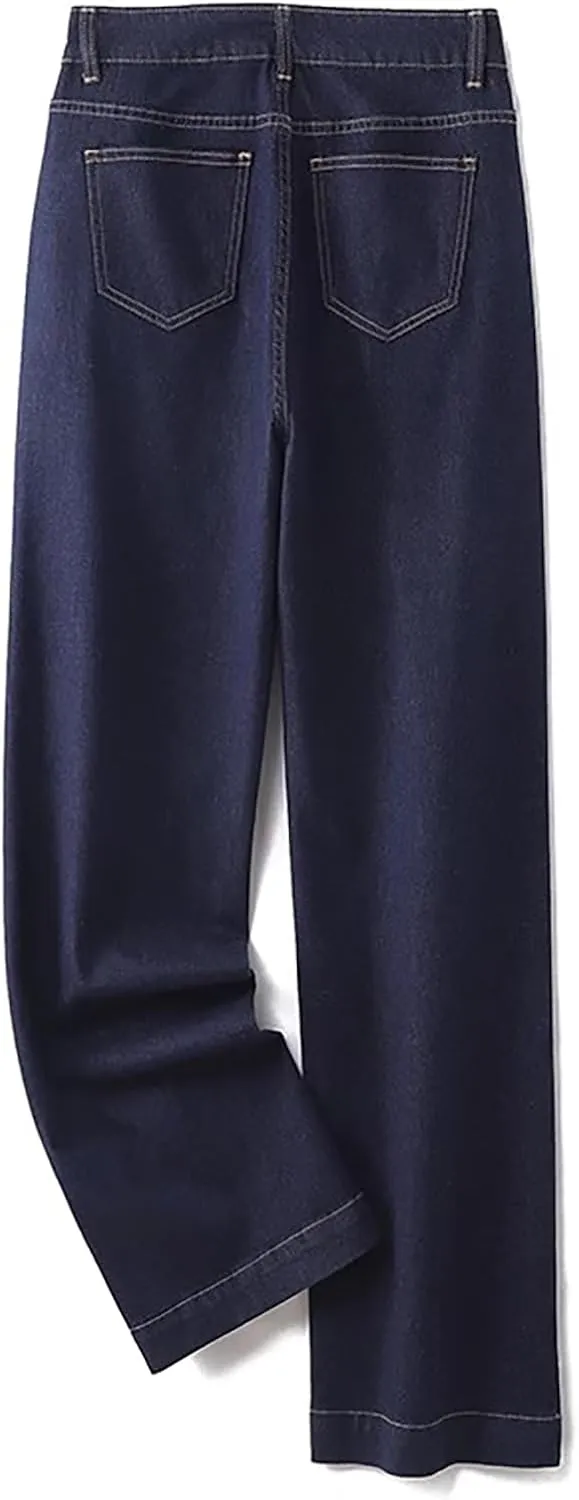 LEIJIJEANS Plus Size Baggy Jeans for Women Wide Leg Women Jeans Full Length Mom High Waist Tall Loose Wide Leg Pants