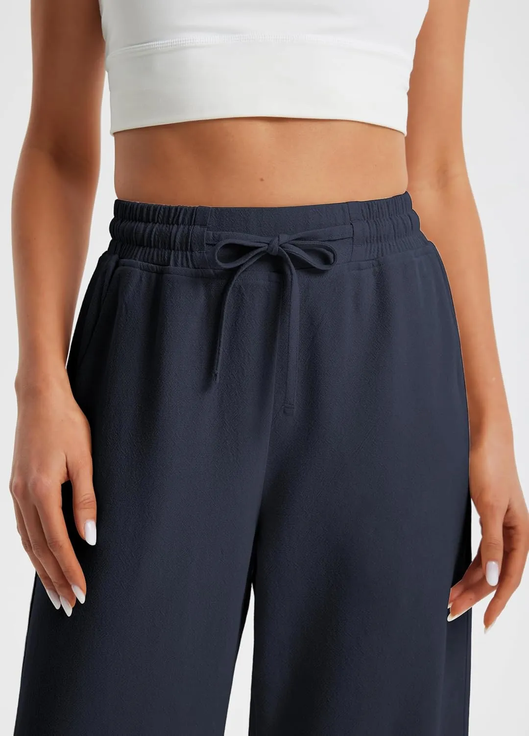 Libin Linen Pants Women Wide Leg Casual Beach Pants Cotton Linen Summer Lounge Pants Travel Work Trousers with Pockets