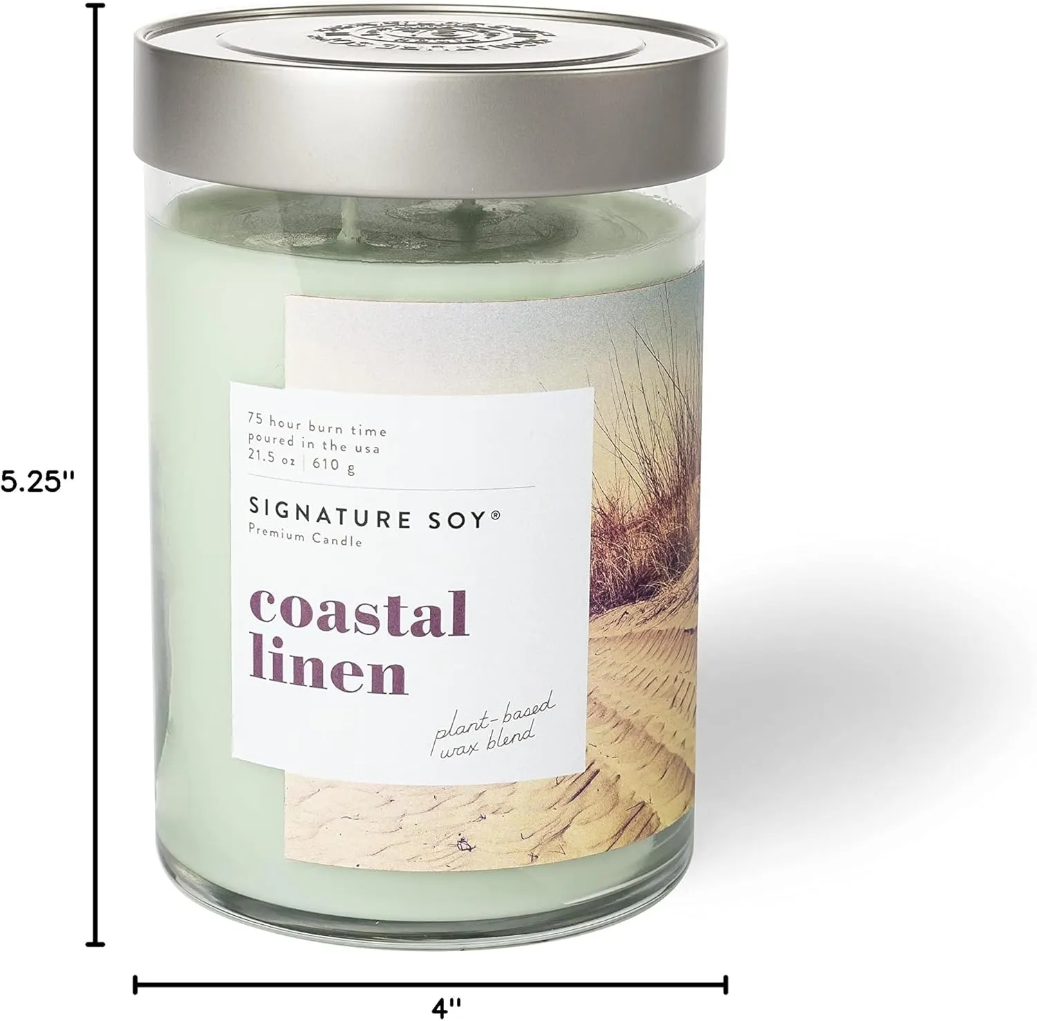 Lidded Coastal Linen Scented Candle, Extra Large Jar