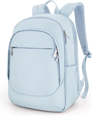 LIGHT FLIGHT Travel Laptop Backpack Women, 15.6 Inch Laptop Backpack with USB Charging Hole, Water Resistant College Bookbag, Black Computer Backpacks for Work,Light Blue