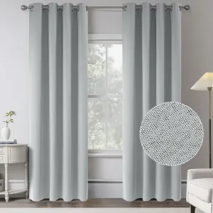 Light Grey 100% Blackout Linen Curtains,84 Inch Length 2 Panels Bedroom Curtains Blocking All Sun Light -Vintage Style Thermal Insulated Window Treatment Drapes for Living Room,W52 x L84 Inch
