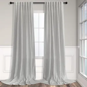Light Grey Living Room Curtains 84 Inch Length 2 Panels Back Tab Pocket Light Filtering Drape Soft Linen Cotton Texture Semi Sheer Silver Dove Gray Curtain for Bedroom Modern Farmhouse Decor 7 FT Long