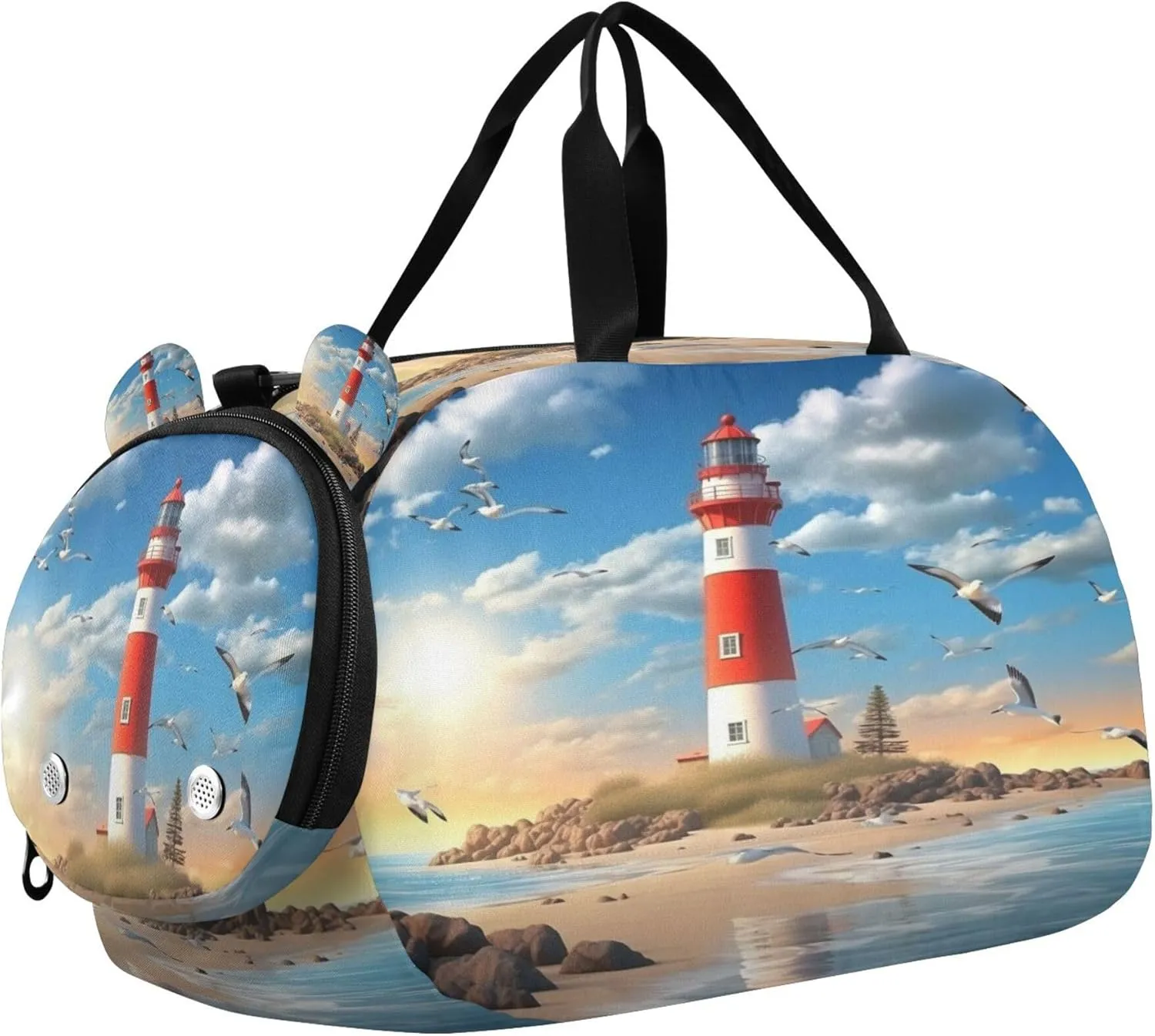 Lighthouse Kids Overnight Sports Duffel Bags with Shoe Compartment & Wet Pocket Travel Sport Gym Bag for Girls Boys