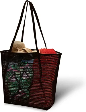 Lightweight Mesh Beach Bag - Beach Tote Bag with Thicker and Softer Straps - Packable Beach Bag with Inner Zipper