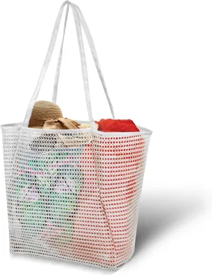 Lightweight Mesh Beach Bag - Beach Tote Bag with Thicker and Softer Straps - Packable Beach Bag with Inner Zipper