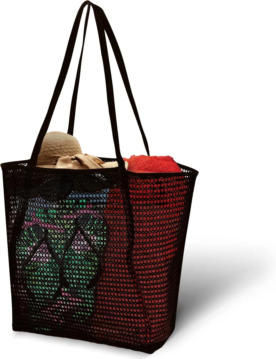 Lightweight Mesh Beach Bag - Beach Tote Bag with Thicker and Softer Straps - Packable Beach Bag with Inner Zipper