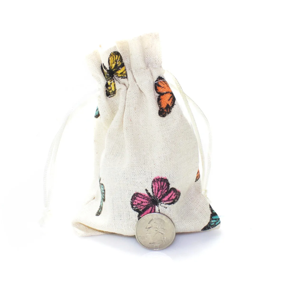 Linen Butterfly Print Favor Bags (25 Pack)