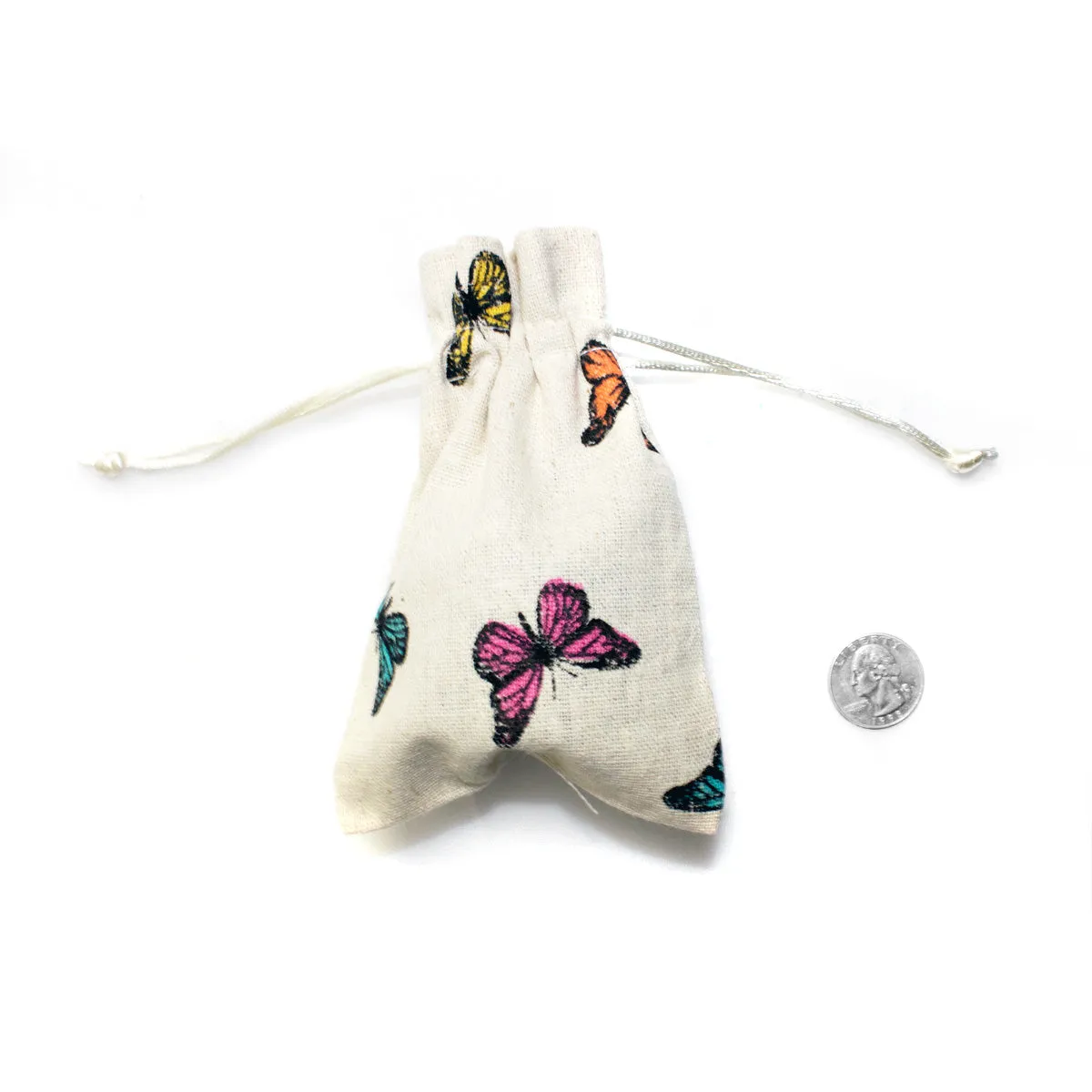 Linen Butterfly Print Favor Bags (25 Pack)