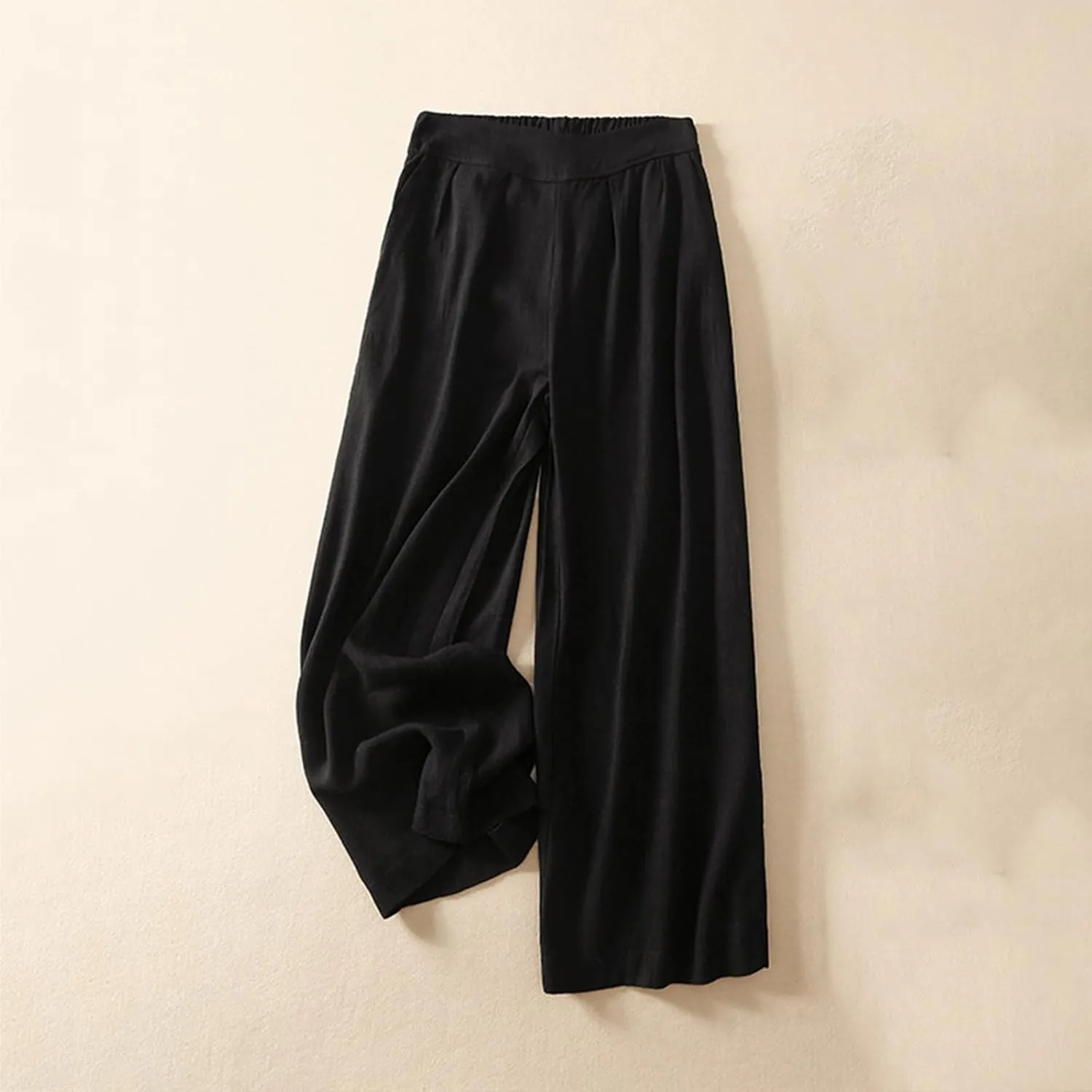 Linen Pants Women Casual Solid 2025 Palazzo High Waisted Lantern Pants with Pocket Comfy Flowy Beach Summer Trousers