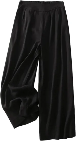 Linen Pants Women Casual Solid 2025 Palazzo High Waisted Lantern Pants with Pocket Comfy Flowy Beach Summer Trousers