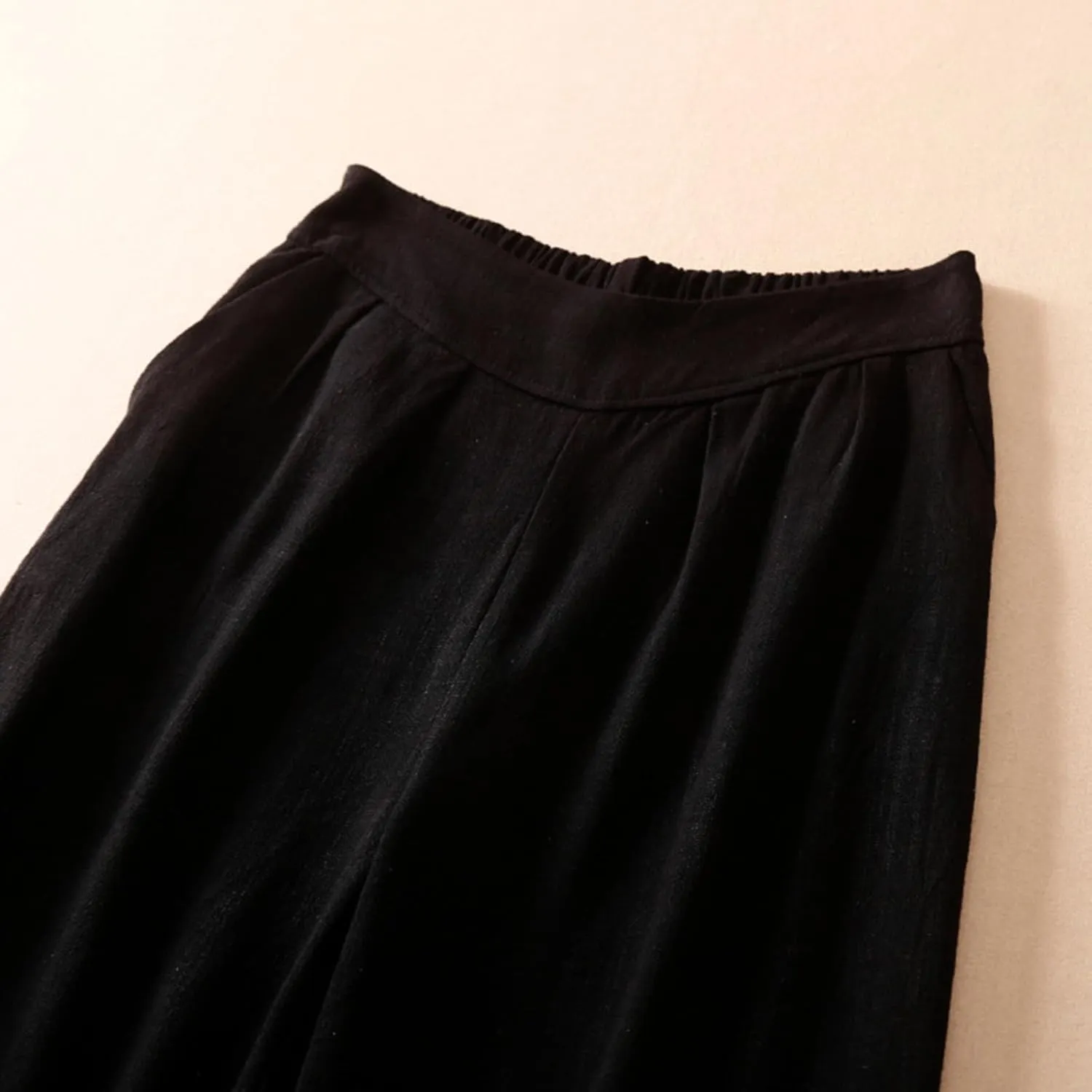 Linen Pants Women Casual Solid 2025 Palazzo High Waisted Lantern Pants with Pocket Comfy Flowy Beach Summer Trousers