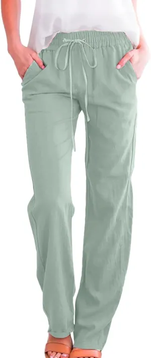 Linen Pants Women Loose Fit Cotton Pants Lightweight Summer Pants Loose Trousers Pants Casual High Waist Pants