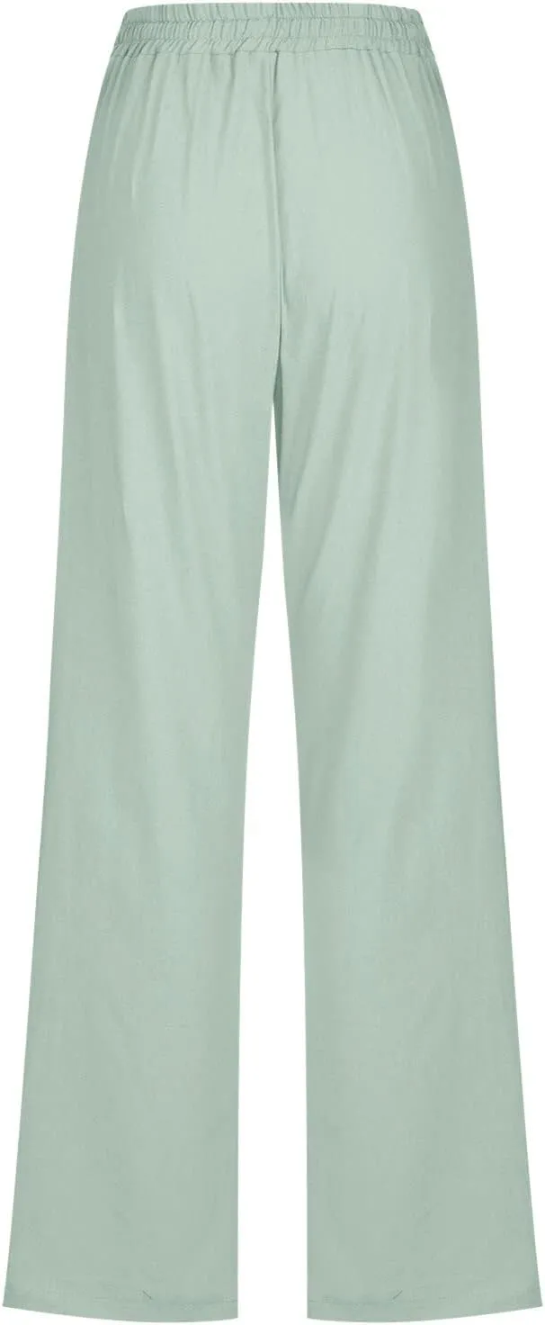 Linen Pants Women Loose Fit Cotton Pants Lightweight Summer Pants Loose Trousers Pants Casual High Waist Pants