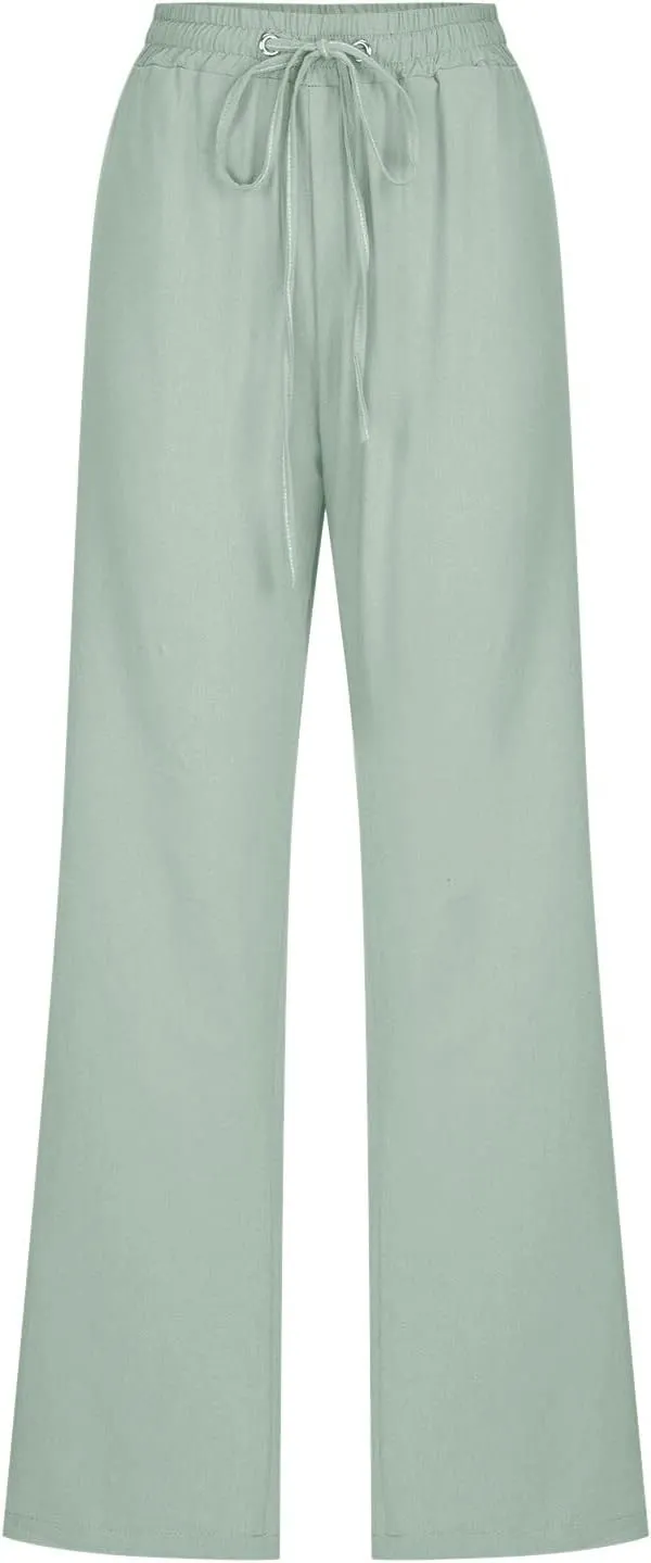 Linen Pants Women Loose Fit Cotton Pants Lightweight Summer Pants Loose Trousers Pants Casual High Waist Pants