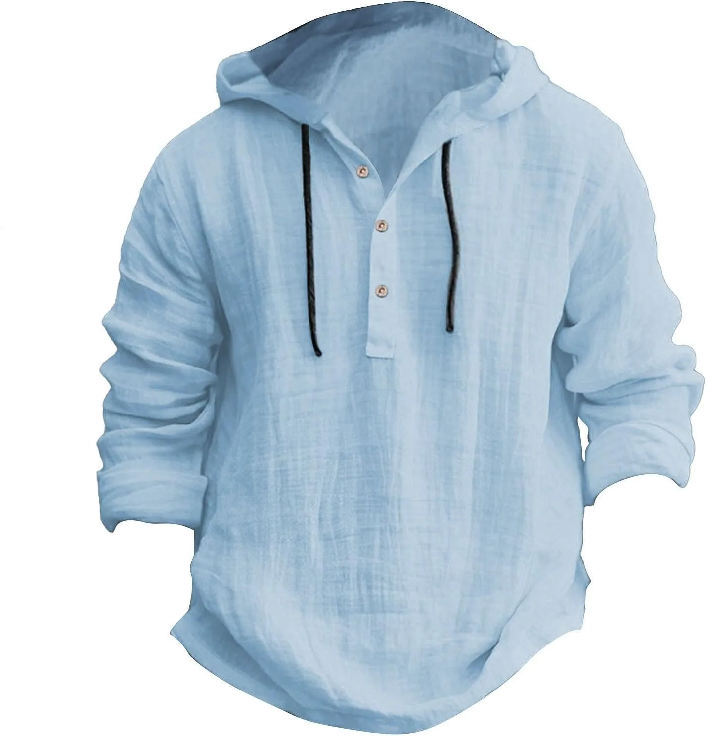 Linen Shirts for Men Lightweight Hoodie Casual Long Sleeve Loose Fit Breathable Sports Button Big Tall Party Tops