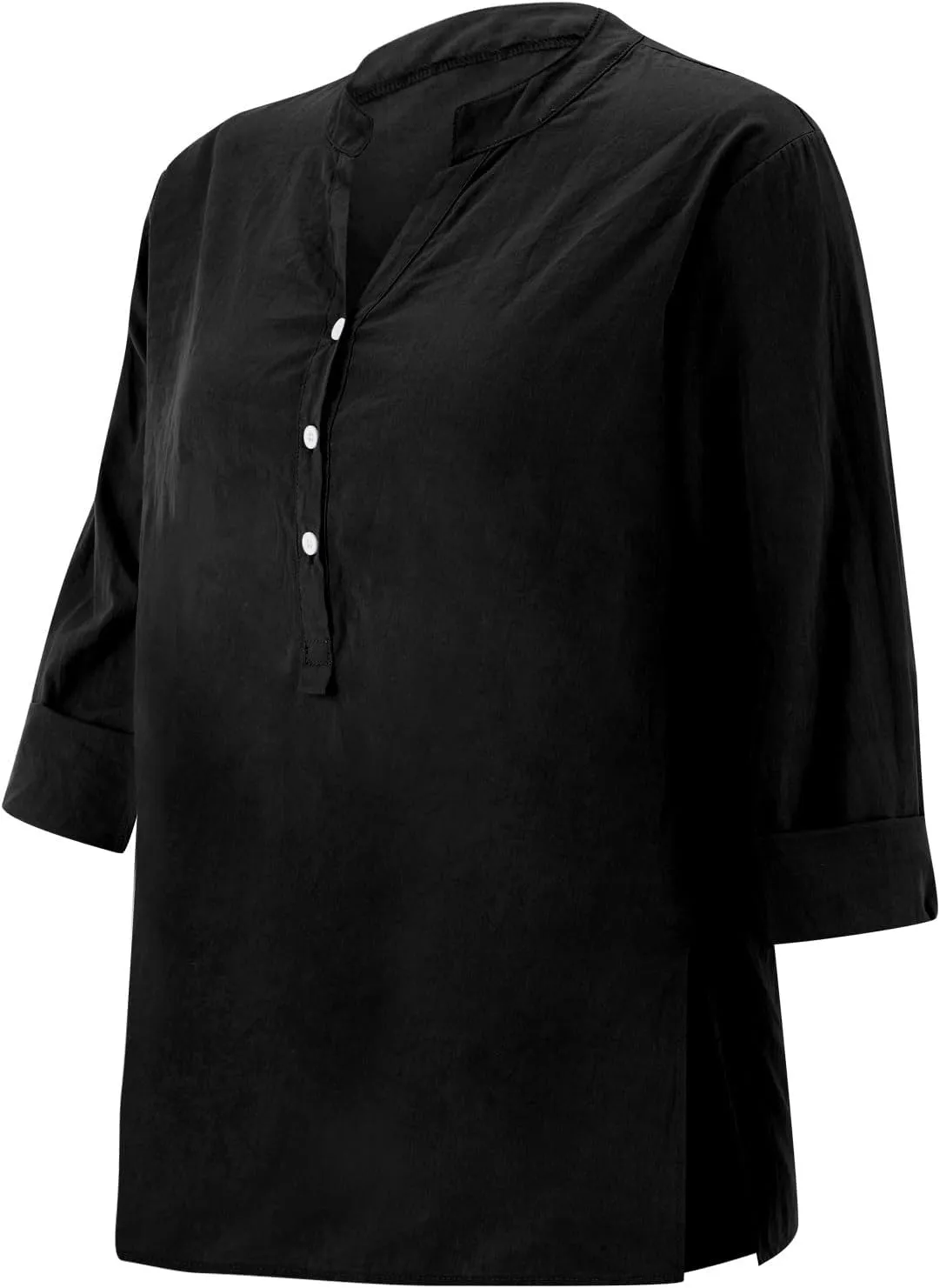 Linen Shirts for Women Button Down Shirts Short Sleeve Cotton Collared V Neck Solid Casual Blouses with Pockets