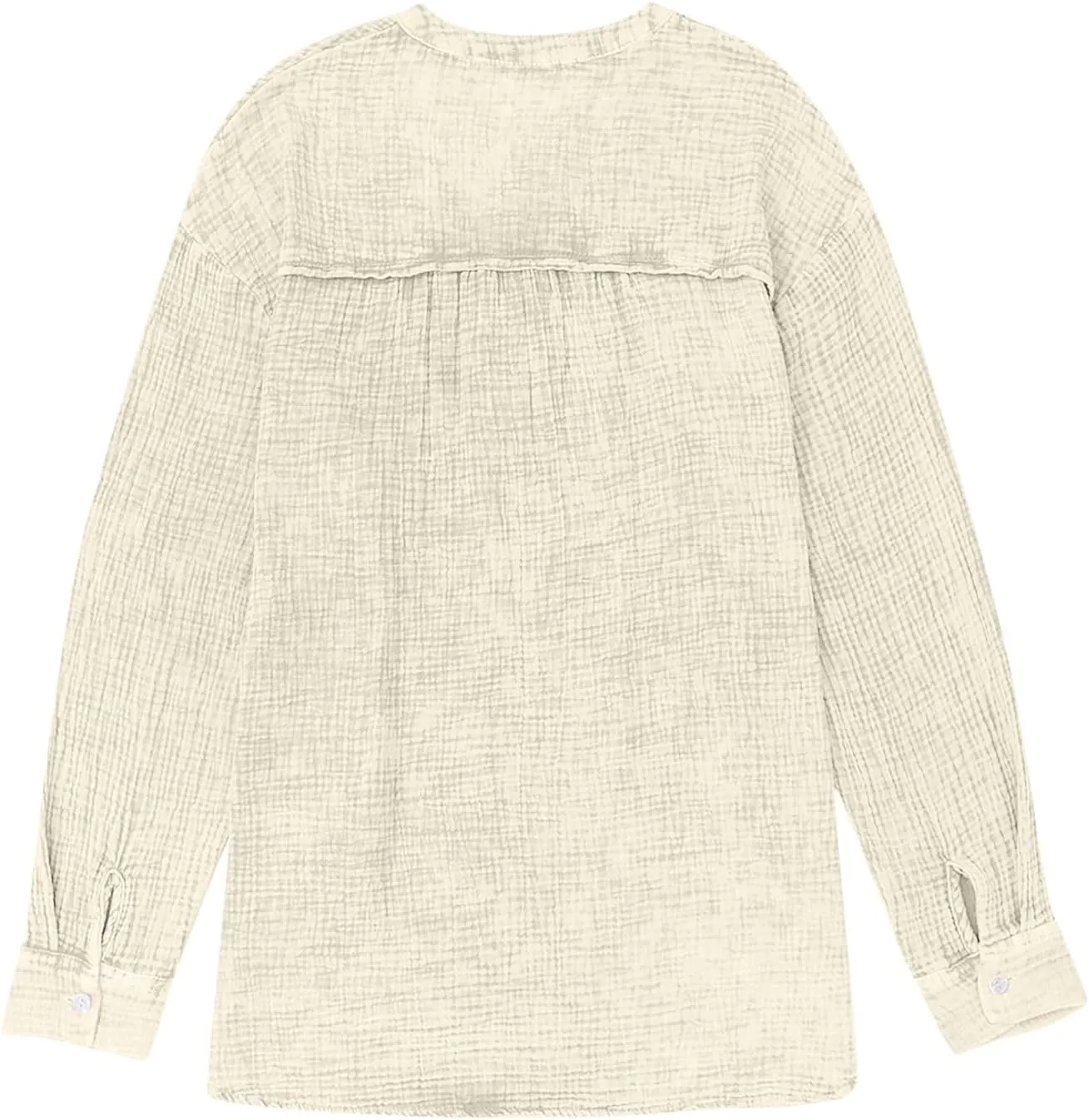 Linen Shirts for Women Casual Button V Neck Long Sleeve Shirts Oversized Solid Blouses Tops for Women Trendy Summer 2025